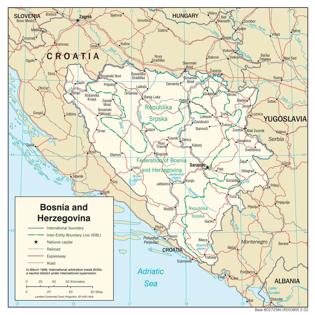Բոսնիա եւ Հերցեգովինա քարտեզի վրա