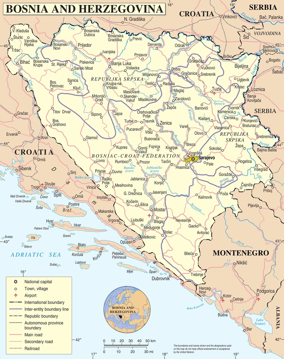 քարտեզ Բոսնիա