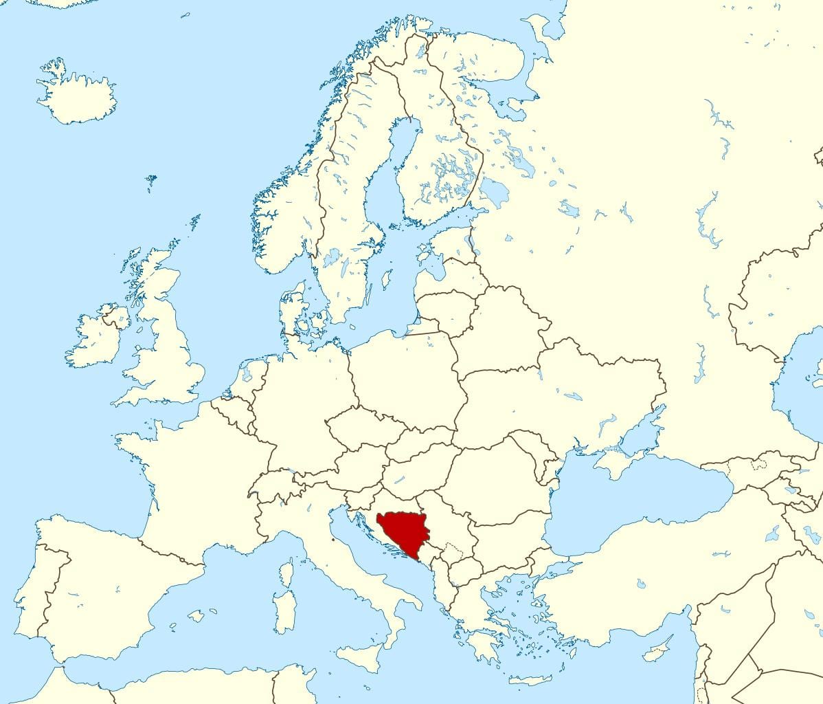 Քարտեզ Բոսնիա գտնվելու աշխարհը