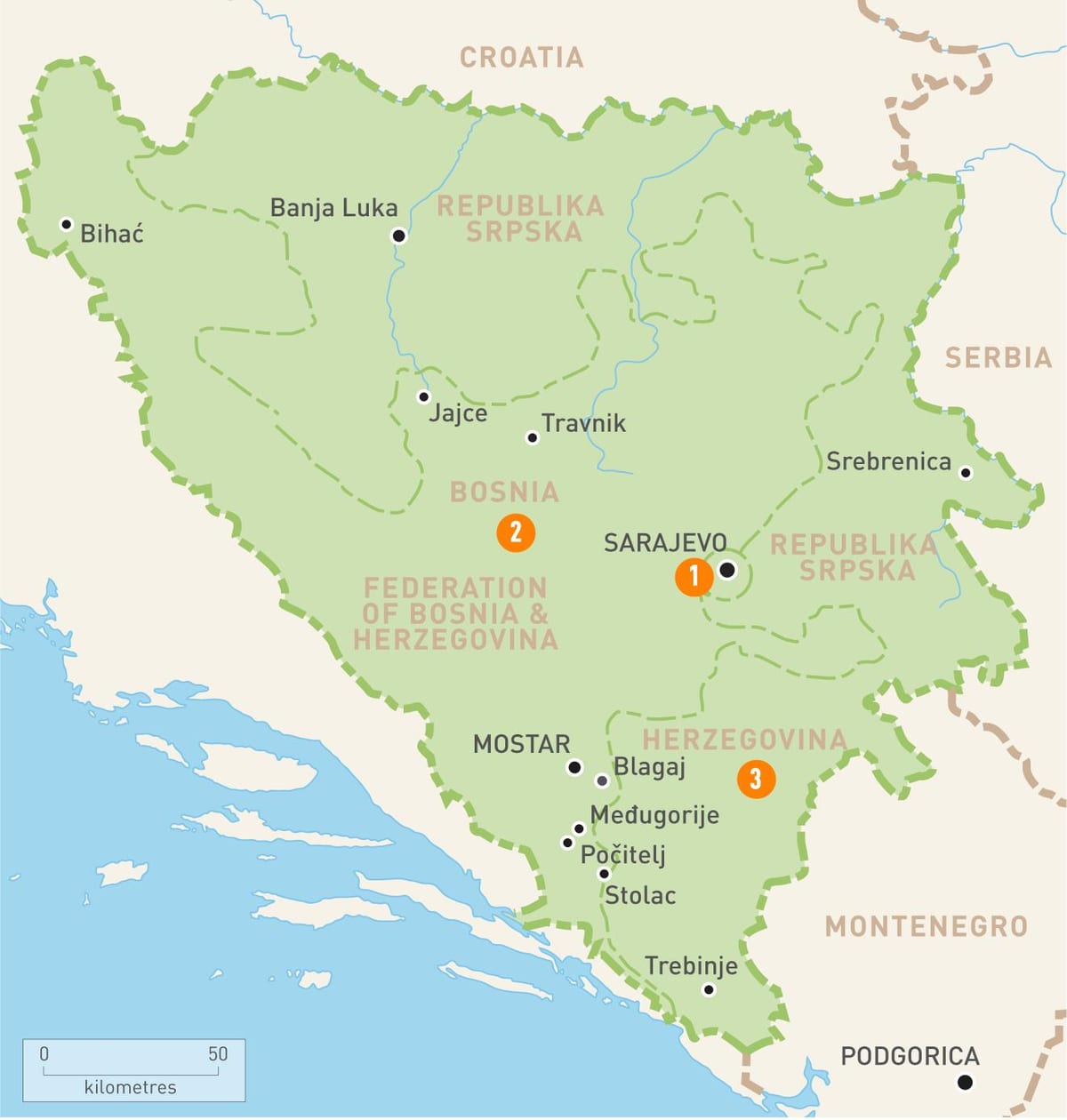 Քարտեզ Սարաեւոյում Բոսնիա