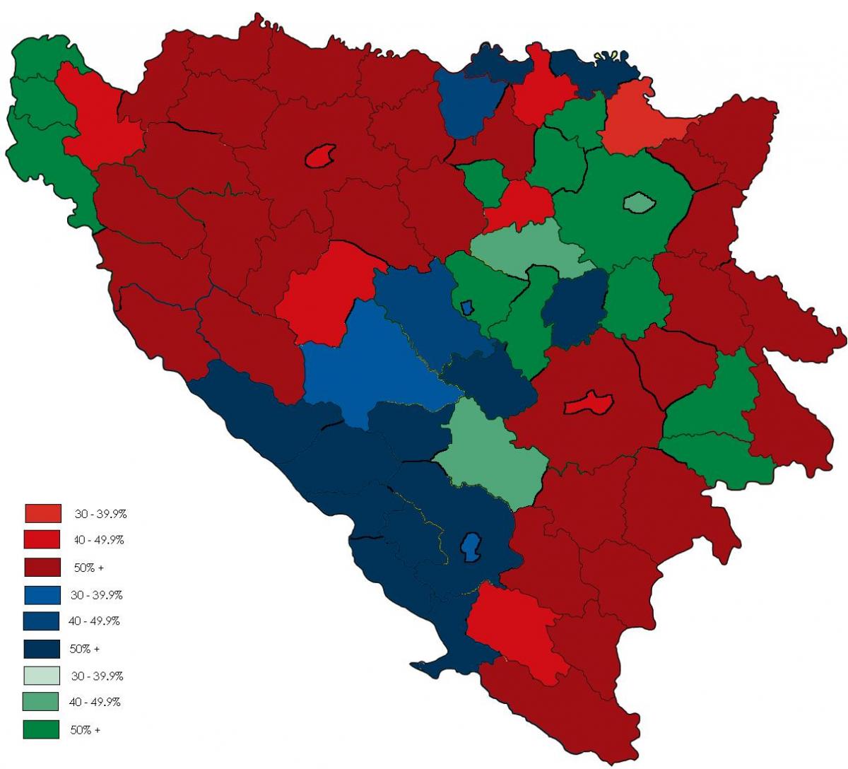 Բոսնիա կրոնի քարտեզի վրա